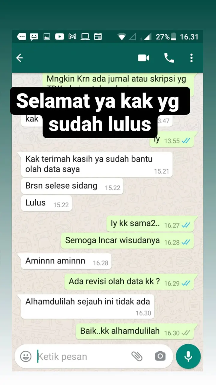 Testimoni jasa pengolah data lulus kuliah Testimoni jasa pengolah data lulus kuliah